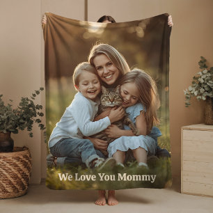 Gift for Mom Fleece Blanket Photo Mother's Day
