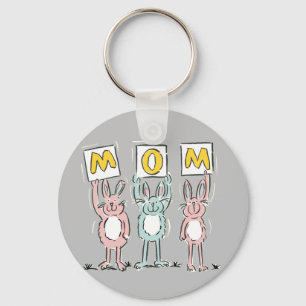 Gift for Mom Fun Rabbits Design Keychain