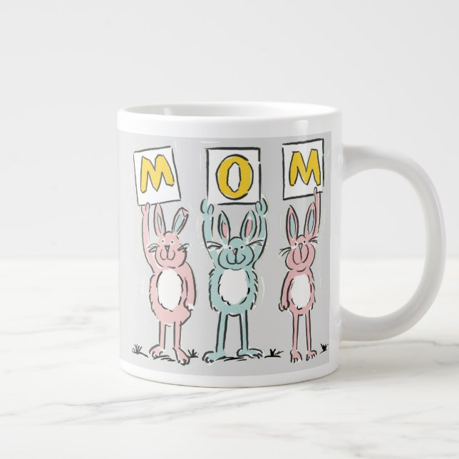 Gift for Mom Fun Rabbits Design Large Coffee Mug (Right)