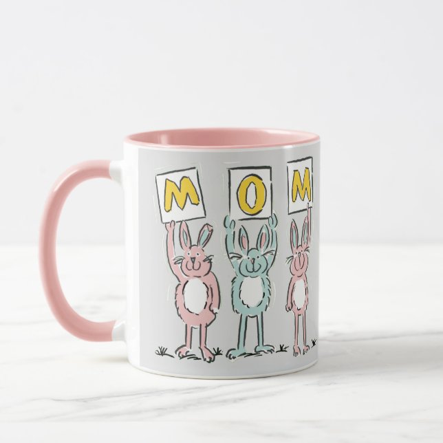 Gift for Mom Fun Rabbits Design Mug (Left)
