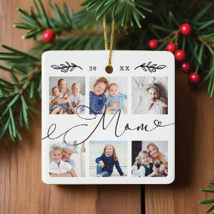 Gift for Mom   Grandchildren Photo Collage Ceramic Ornament