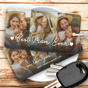 Gift for Mom Mother's Day 3 Photo Best Mom Ever Keychain