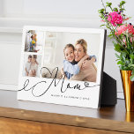 Gift for Mom | Mother's Day 3 Photo Collage Plaque<br><div class="desc">Send a beautiful personalized gift to your mom that she'll cherish forever. Special personalized mother's day photo collage plaque to display your own special family photos and memories. Our design features a simple 3 photo collage design with "mom" designed in a beautiful handwritten black script style. Each photo is framed...</div>