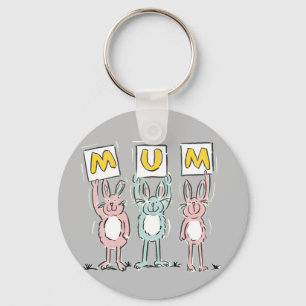 Gift for Mum Fun Rabbits Design Keychain