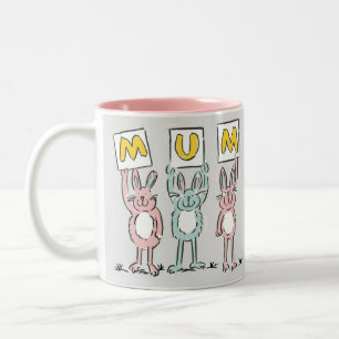 Gift for Mum Fun Rabbits Design Two-Tone Coffee Mug