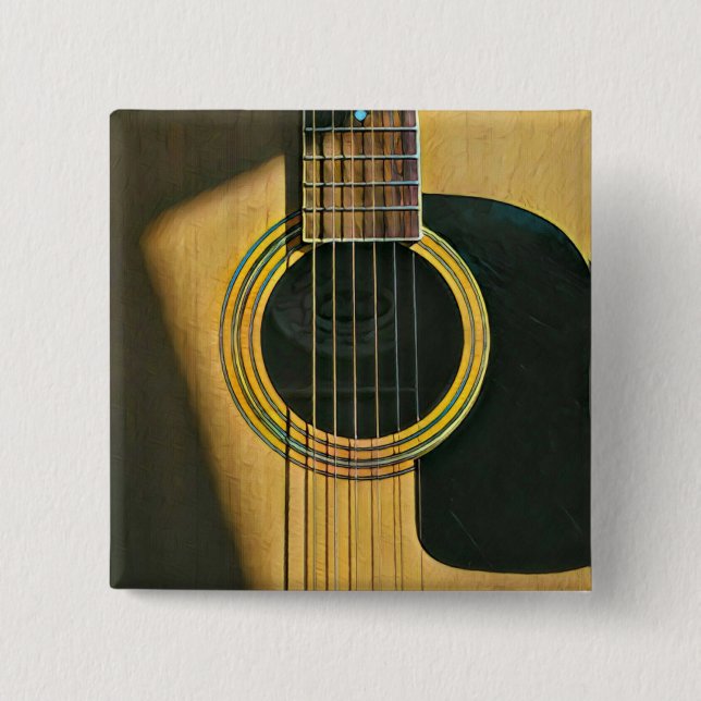 Gift for musician guitarist 2 inch square button (Front)