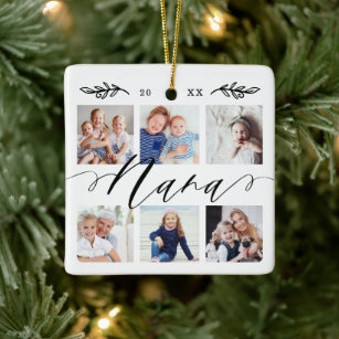 Gift for Nana   Grandchildren Photo Collage Ceramic Ornament