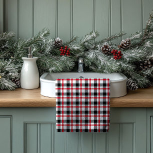 Gift for New Home Red Black Plaid Towel Set