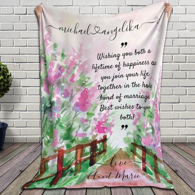 Gift for Newlyweds with Custom Message Fleece Blanket (Creator Uploaded)
