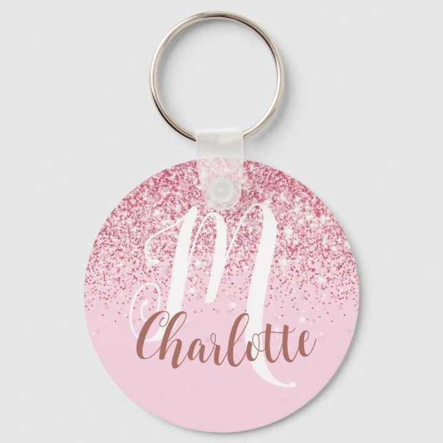 Gift for niece to be Blush Pink Glitter Sparkle  Keychain (Front)