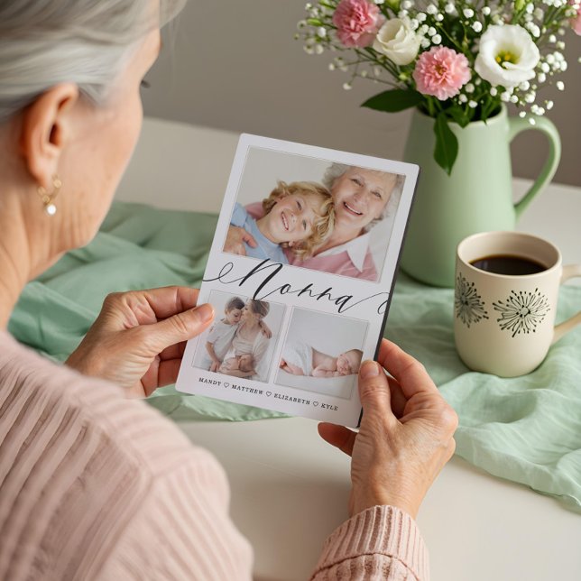 Gift for Nonna | Grandchildren 3 Photo Collage Plaque (Gift for Nonna | Grandchildren 3 Photo Collage Plaque)