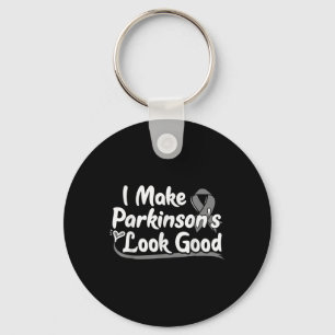 Gift For Parkinson Disease Patients Grey Awareness Keychain