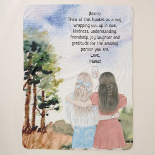 Gift for Sister or Friends Watercolor Landscape Sherpa Blanket