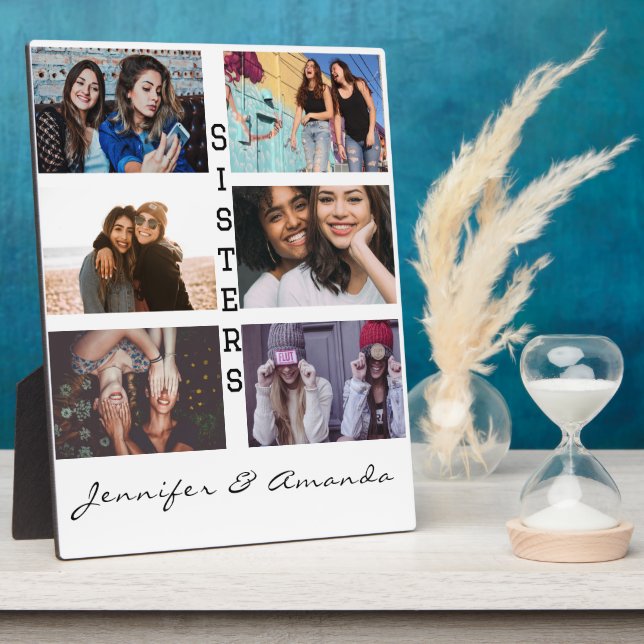 Gift for Sisters Custom 6 Photo collage & Name  Plaque (Side)
