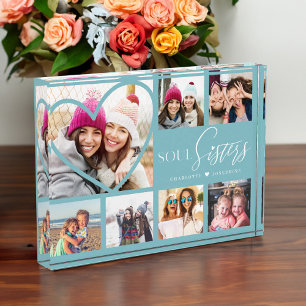 Gift For Soul Sisters 7 Photo Collage Heart BFFs Block
