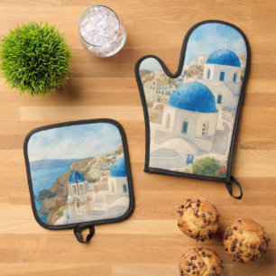 Gift for Traveler   Holiday Art   Home Decor Gift  Oven Mitt & Pot Holder Set
