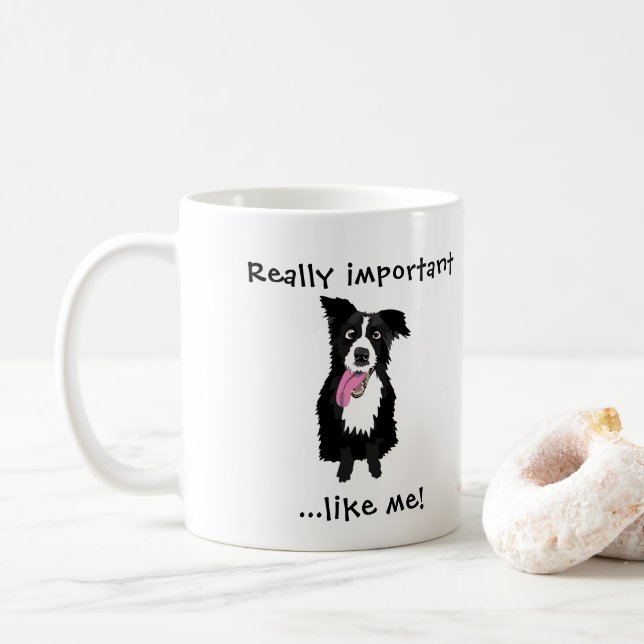 Gift for Vet Tech Funny Border Collie Dog Lover Coffee Mug (With Donut)