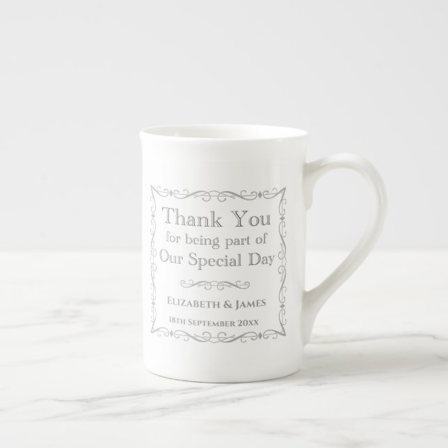 Gift for Wedding Guests. Thank You Bone China Mug (Right)