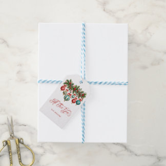 Gift For You Christmas Decorations Red Typography Tags