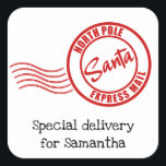 Gift from Santa, Express Mail from North Pole Square Sticker<br><div class="desc">For more advanced customization of this design,  simply select the "Customize It" button above!</div>