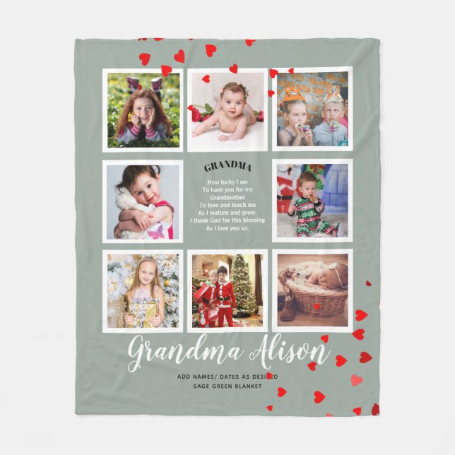 Gift - Grandma Poem Photo Collage From Grandkids F Fleece Blanket (Front)