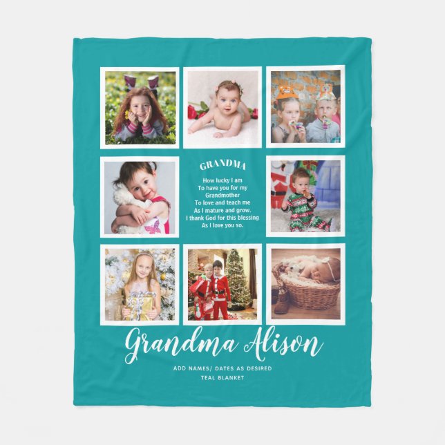 Gift - Grandma Poem Photo Collage From Grandkids F Fleece Blanket (Front)