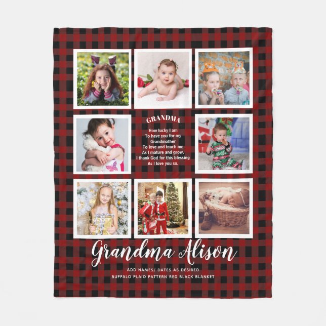 Gift - Grandma Poem Photo Collage From Grandkids F Fleece Blanket (Front)