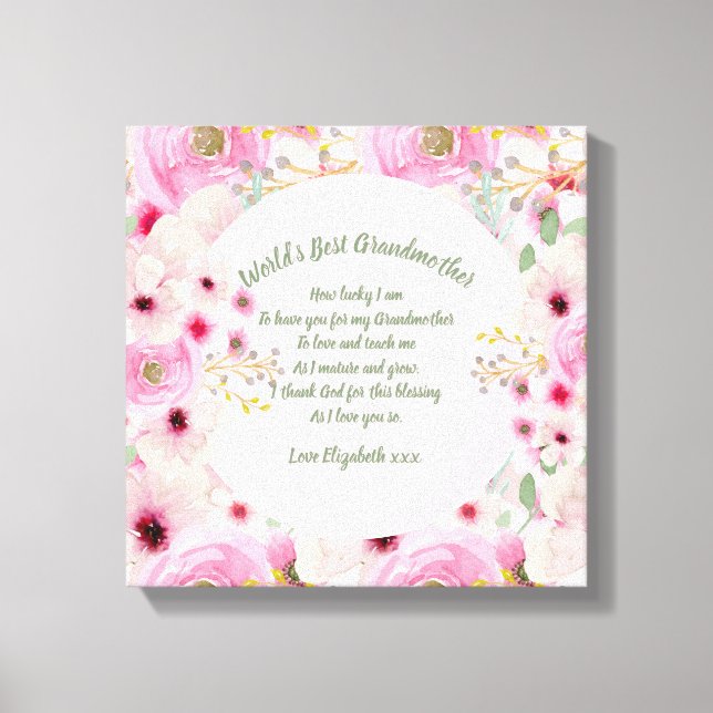 GIFT - Grandma Poems From Grandchildren - CUSTOM Canvas Print (Front)