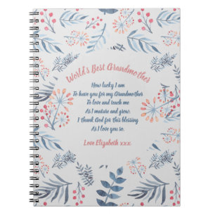 GIFT - Grandma Poems From Grandchildren - CUSTOM Notebook