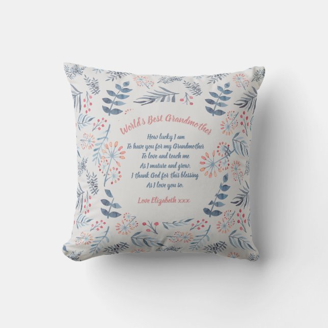GIFT - Grandma Poems From Grandchildren - CUSTOM Throw Pillow (Front)