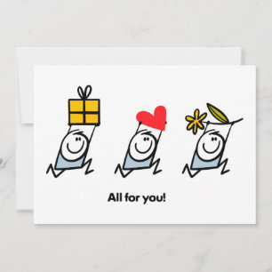 Gift, heart and flower holiday card