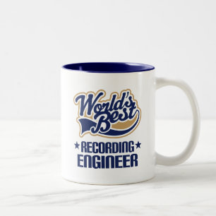 Gift Idea For Recording Engineer (Worlds Best) Two-Tone Coffee Mug