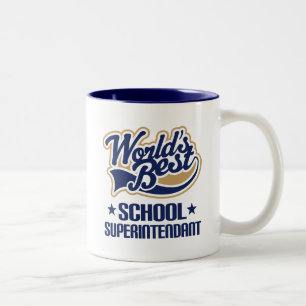Gift Idea For School Superintendant (Worlds Best) Two-Tone Coffee Mug