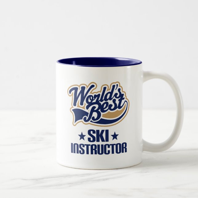 Gift Idea For Ski Instructor (Worlds Best) Two-Tone Coffee Mug (Right)