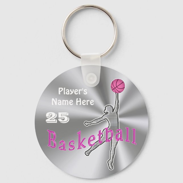 Gift ideas for Basketball Players NAME and NUMBER Keychain (Front)