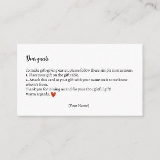 Gift Instructions Autumn Teddy Bear Baby Shower Enclosure Card