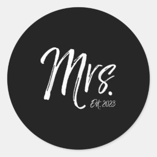 Gift Just Married Anniversary Idea Wedding Mrs. Es Classic Round Sticker