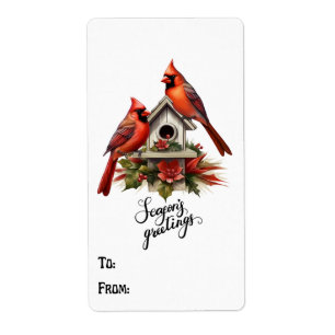 Gift Label Minimalist Red Cardinal To/From