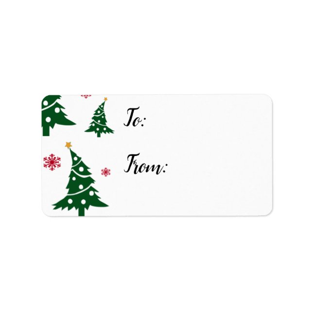 Gift Labels w/ Dancing Green Christmas Trees (Front)
