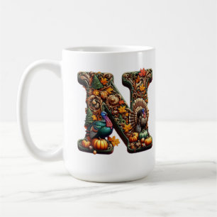 Gift Letter N Thanksgiving style  Coffee Mug