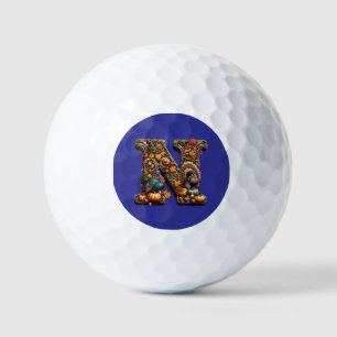 Gift Letter N Thanksgiving style  Golf Balls