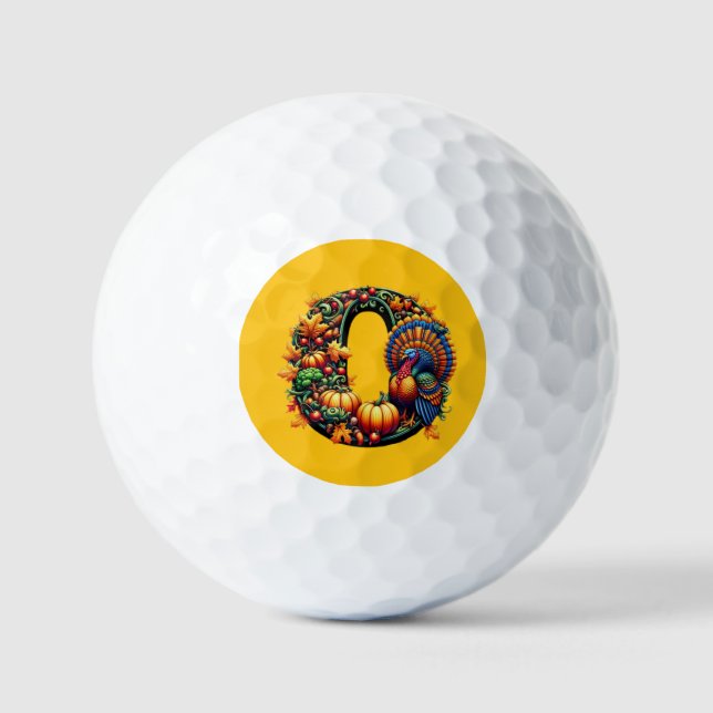 Gift letter o Thanksgiving style  Golf Balls (Front)