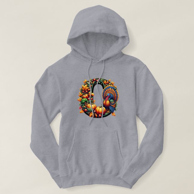 Gift letter o Thanksgiving style  Hoodie (Design Front)