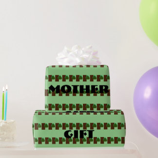 GIFT _MOTHER_LETTER_TREE_GREEN_SAGE_BROWN_BLACK WR WRAPPING PAPER