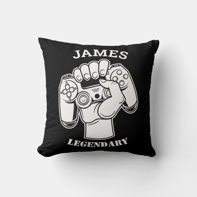 Gift Name Personalized Funny Gaming Geek Birthday Throw Pillow (Front)