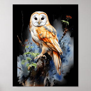 Gift Owl Barn Owl Realistic Nature Fleeting Poster