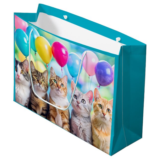 Gift package of kittens with balls, Birthday Large Gift Bag (Front Angled)