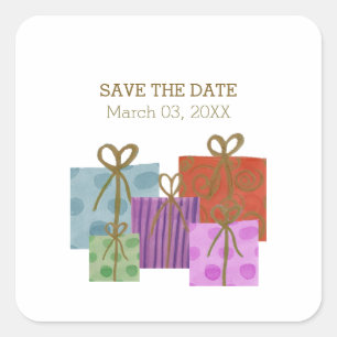 Gift Package Save The Date  Square Sticker