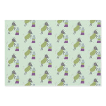 gift paper 3 sheets of green pink
