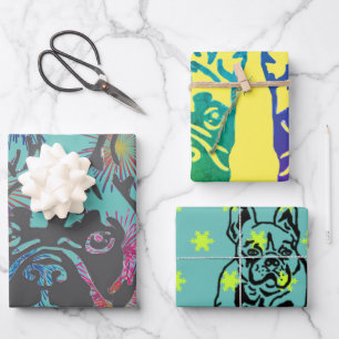 gift paper, French bulldogge Wrapping Paper Sheet